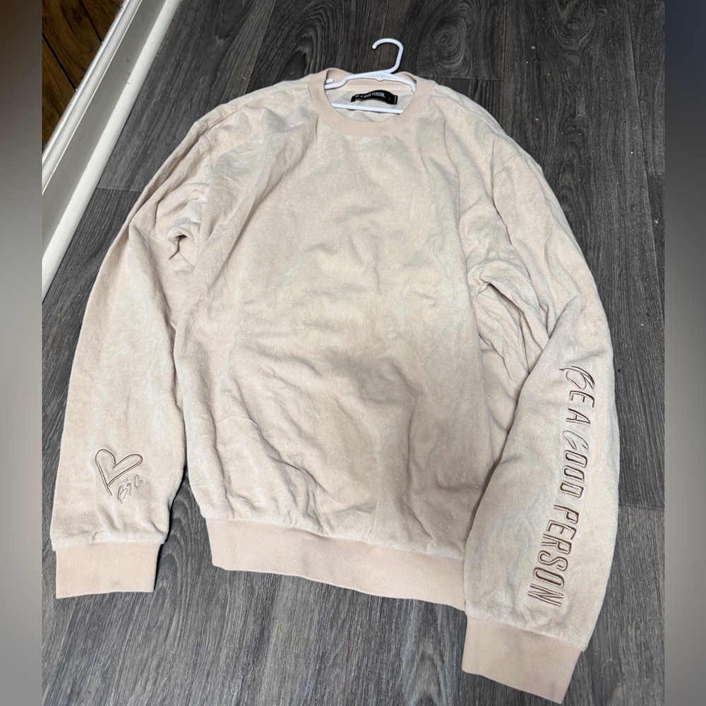 Beige Crewneck Sweater Be A Good Person